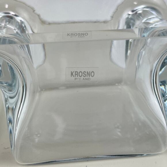 Krosno Clear Hand Blown Glass 3 Part Divided Candy Dish Poland - Picture 4 of 6